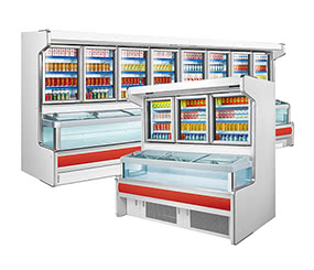 Supermarket Multideck Freezer and Refrigerator Combo Display Cabinet